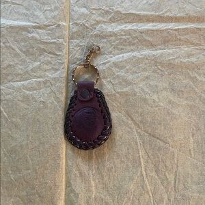 Brown Leather Keychain with Braided Edge